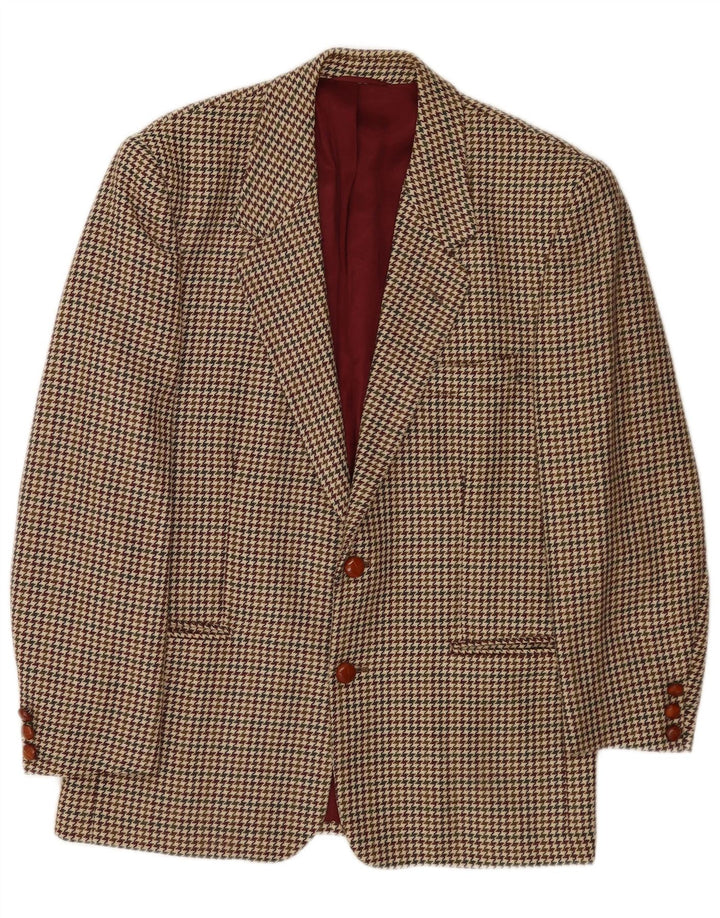 Stefanel Chaqueta tipo blazer de 2 botones para hombre IT 48 Acetato de pata de gallo marrón medio