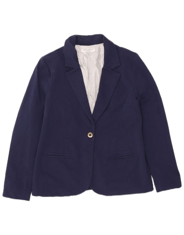 Laura Ashley Chaqueta tipo blazer con 1 botón para mujer UK 44 Grande Algodón azul marino