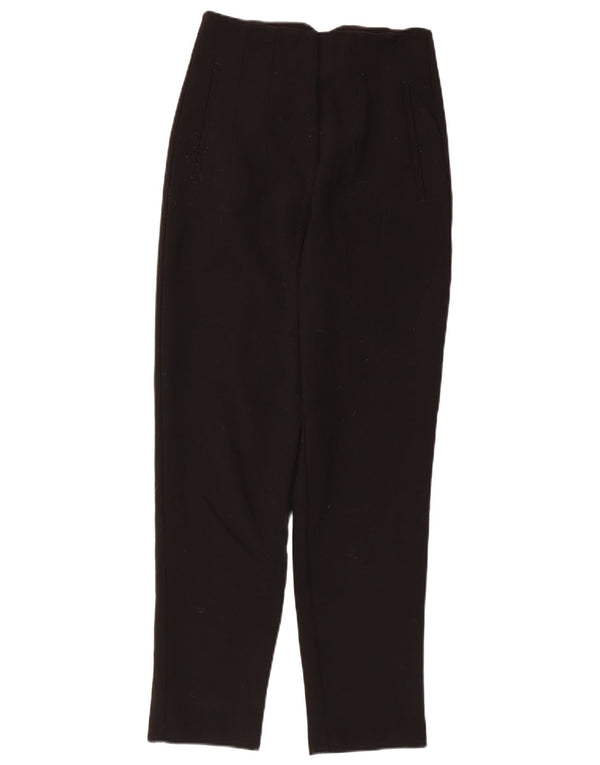Zara Mujer Pantalón De Traje Cónico De Cintura Alta XS W24 L26 Poliéster Negro