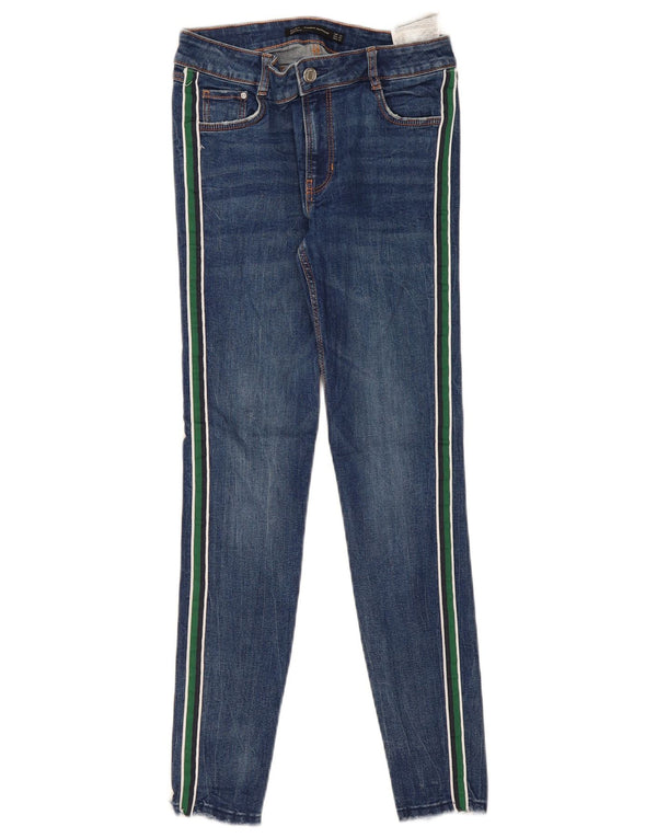 Zara Vaqueros pitillo para mujer EU 38 Small W28 L27 Algodón a rayas azules