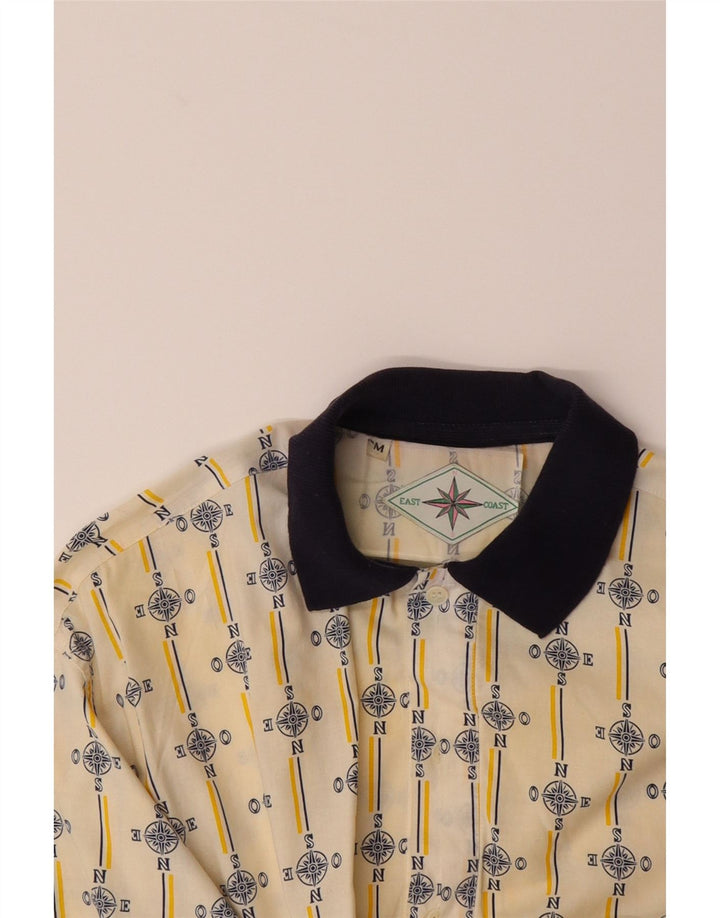 EAST COAST Mens Pullover Shirt Medium Off White Geometric