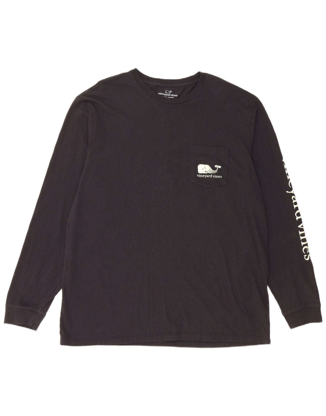 VINEYARD VINES Top gráfico para hombre manga larga XL algodón negro