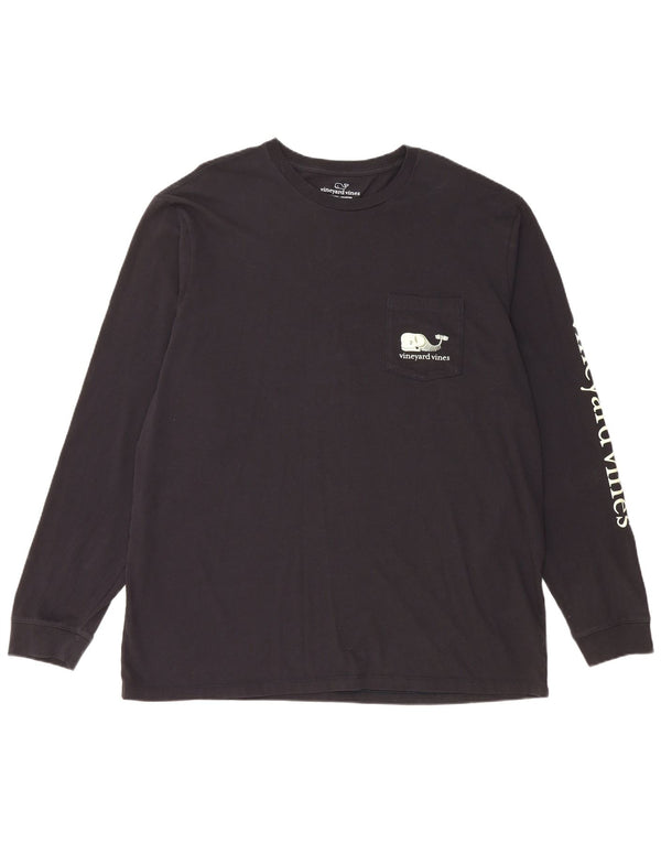 VINEYARD VINES Top gráfico para hombre manga larga XL algodón negro