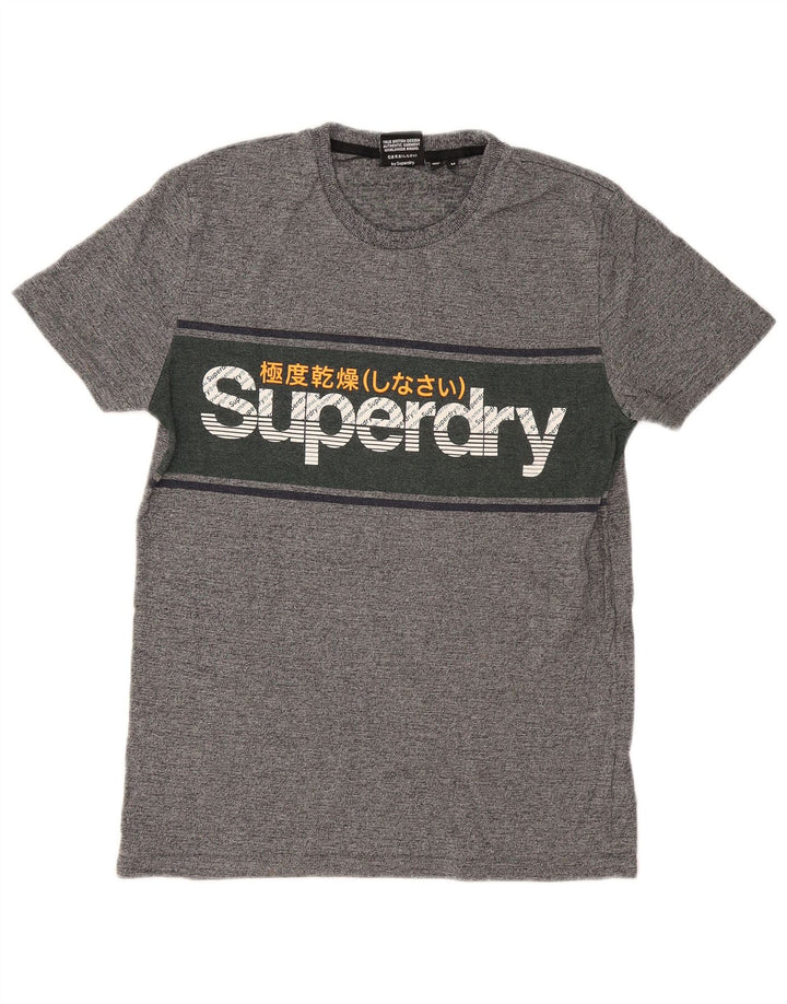 Superdry Camiseta con gráfico regular de algodón moteado en gris medio para hombre