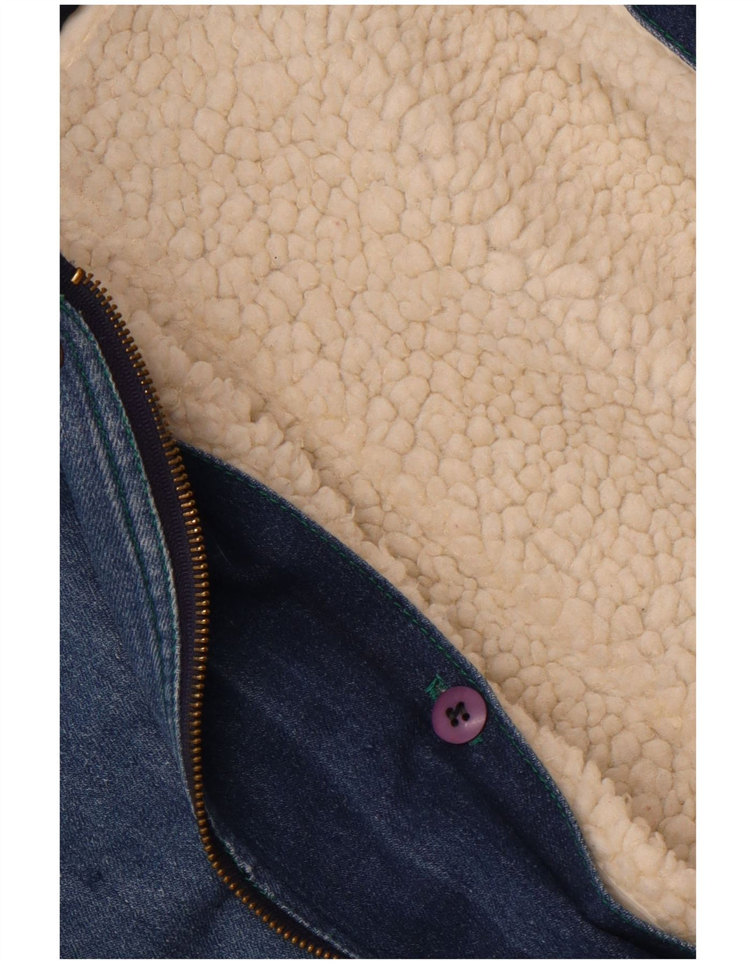 Vintage mujer Sherpa chaqueta de mezclilla Reino Unido 14 azul grande