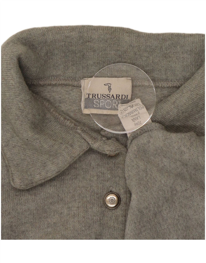TRUSSARDI Jersey extragrande con cuello tipo polo para mujer IT 44 Lana gris medio