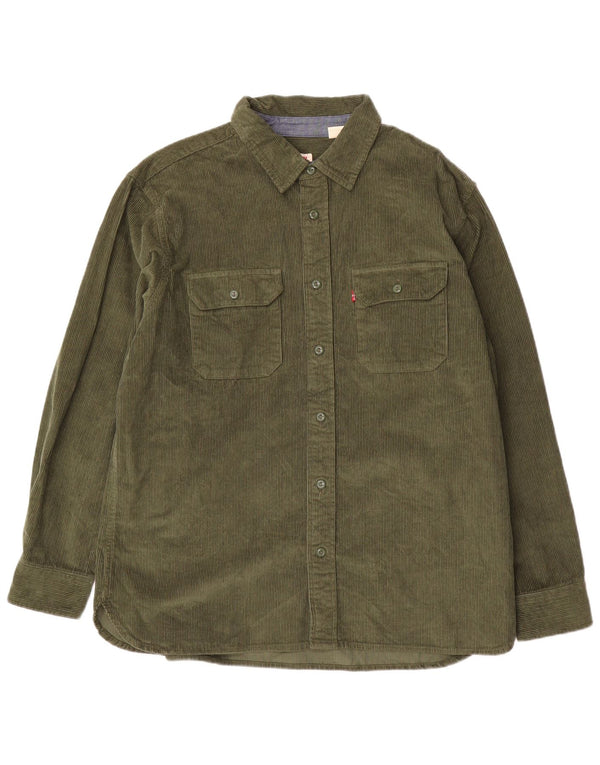 Camisa Levi's Relaxed Pana De Algodón Verde Grande Para Hombre