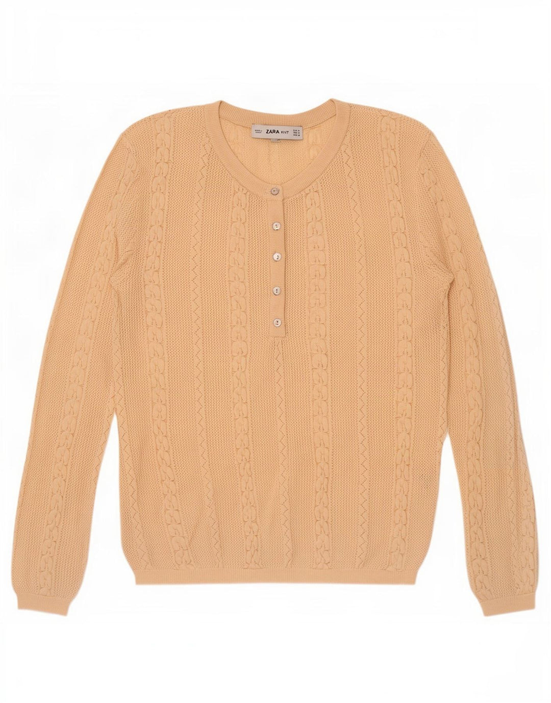 Zara - Jersey con cuello y botones para mujer, talla 40, color beige medio