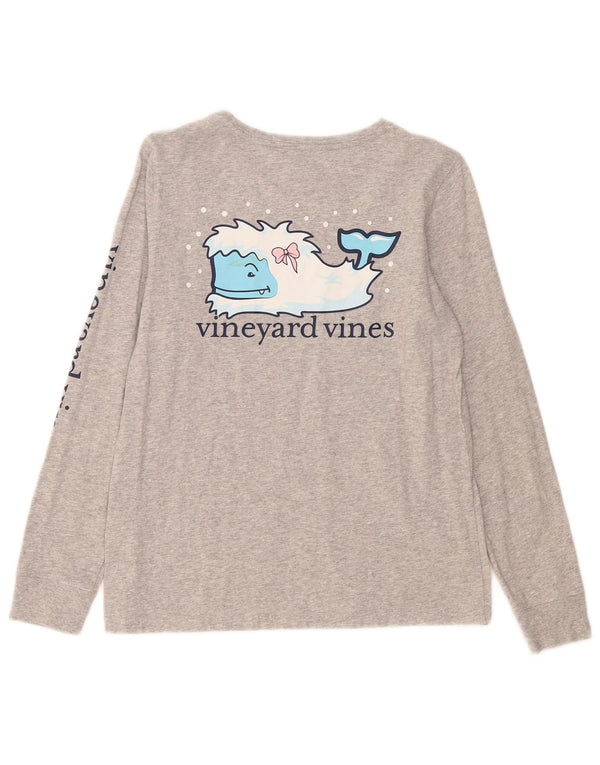 Vineyard Vines Top gráfico para mujer de manga larga UK 10 Small Grey Moteado