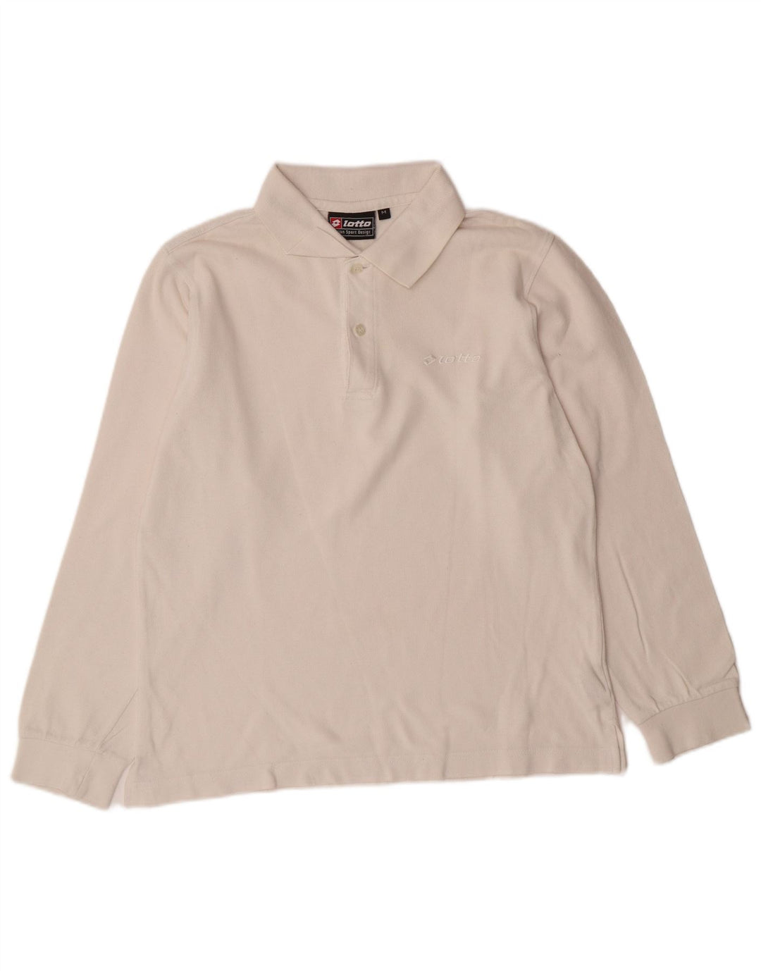 LOTTO Polo De Manga Larga Para Hombre Algodón Blanco Mediano