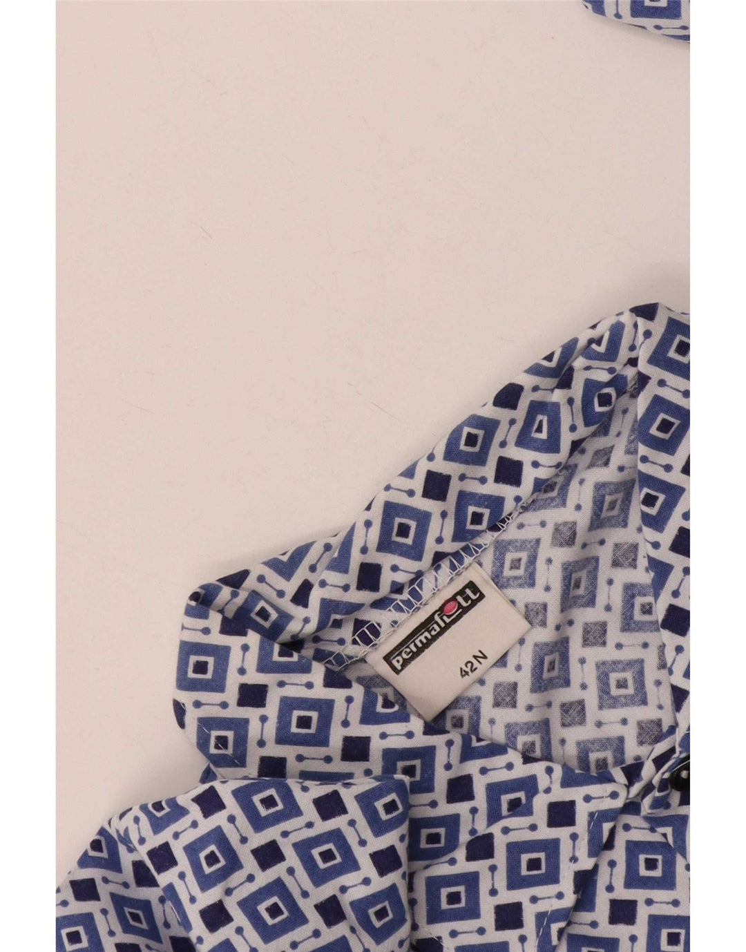 Camisa vintage para hombre talla 42 grande azul geométrico