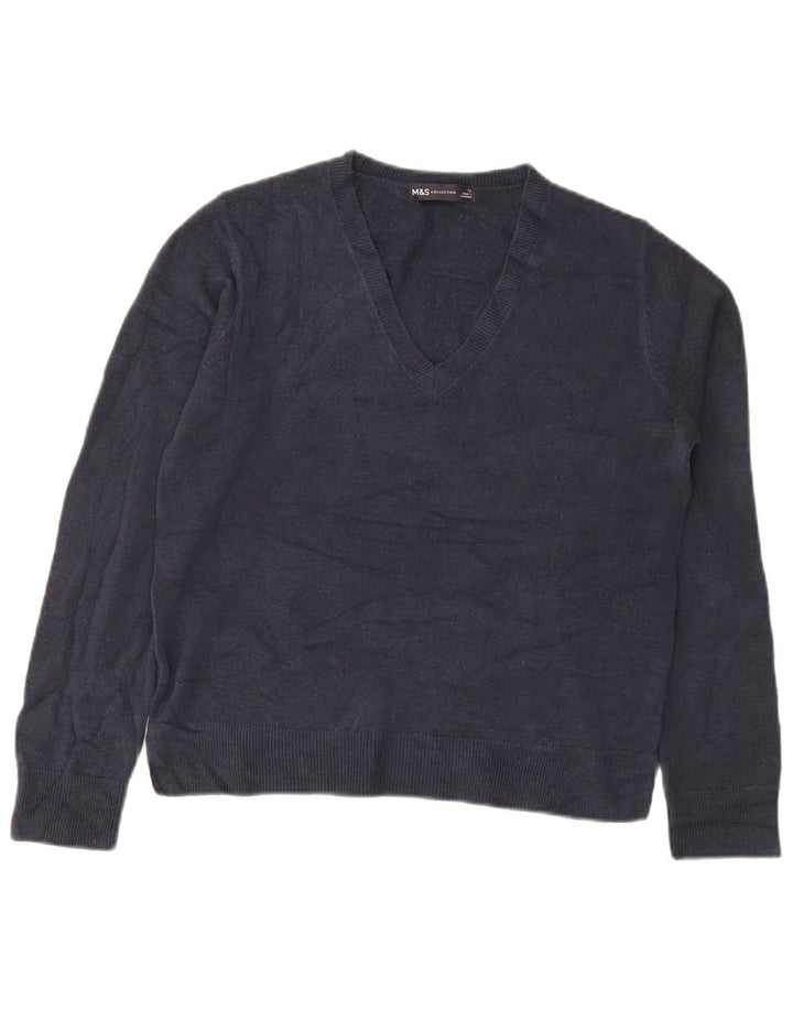 Marks & Spencer Suéter con Cuello en V para Mujer UK 40 Medium Azul Marino