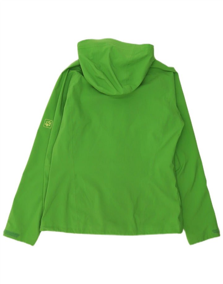 Jack Wolfskin Chaqueta impermeable con capucha para mujer UK 12/14 Poliéster verde medio