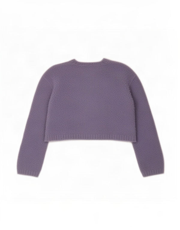 Benetton Jersey Corto Con Cuello Barco Para Mujer UK 44 Mediano Púrpura