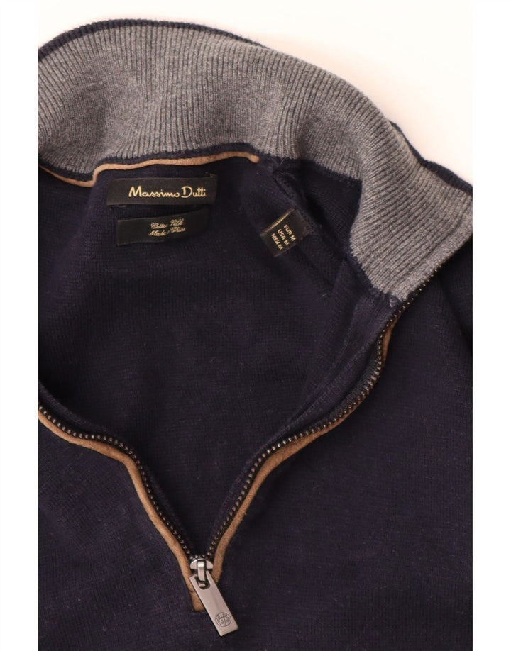 MASSIMO DUTTI Jersey De Cuello Con Cremallera Hombre Algodón Azul Marino Medio
