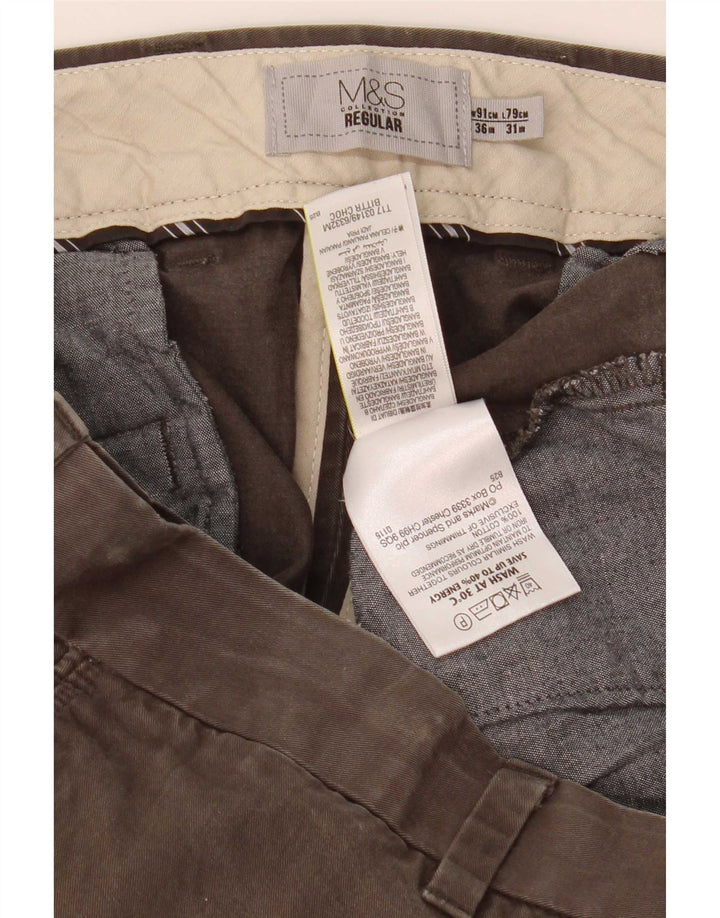 Marks & Spencer Pantalones chinos regulares para hombre W36 L31 Algodón caqui