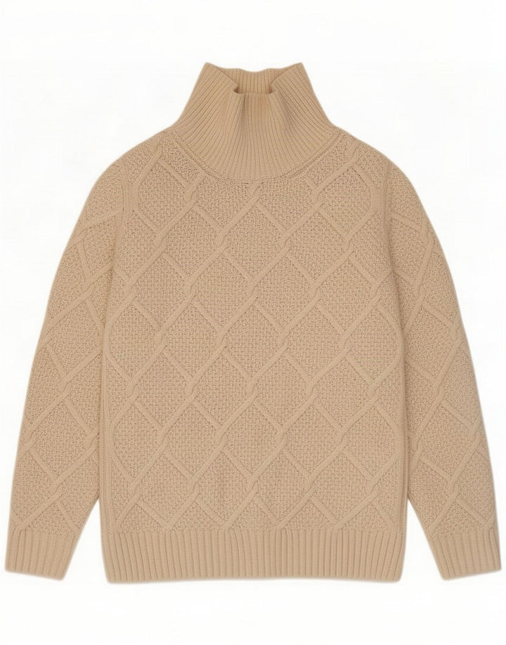 Barbour Jersey con cuello vuelto para mujer UK 8 Small Beige Wool