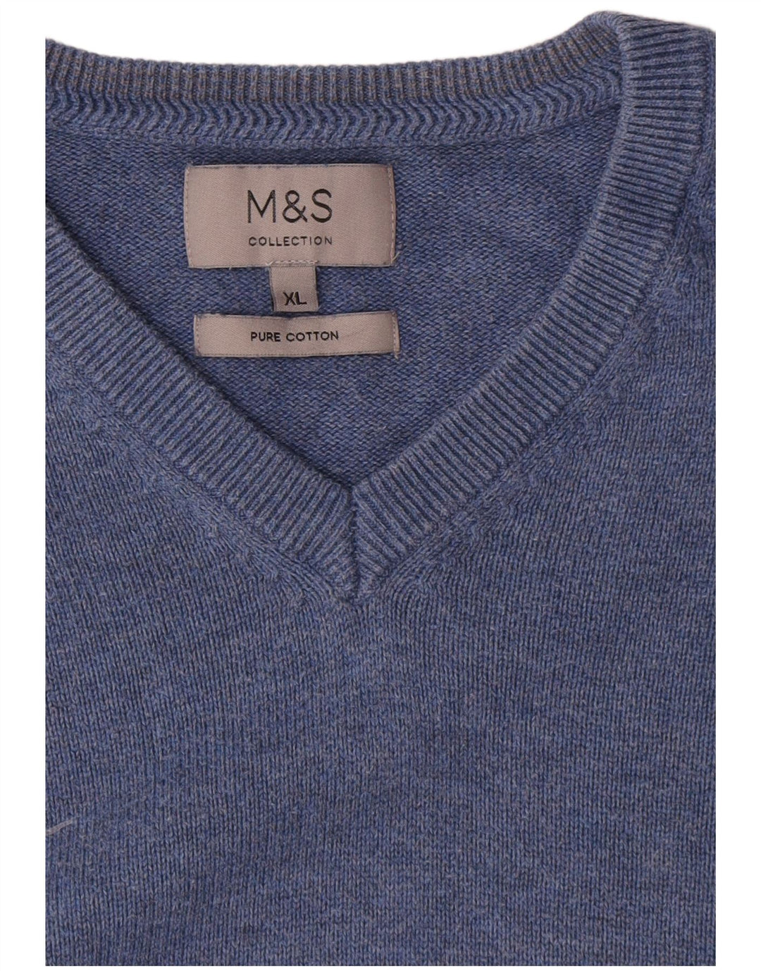 Marks & Spencer Jersey con cuello en V para hombre XL Algodón azul