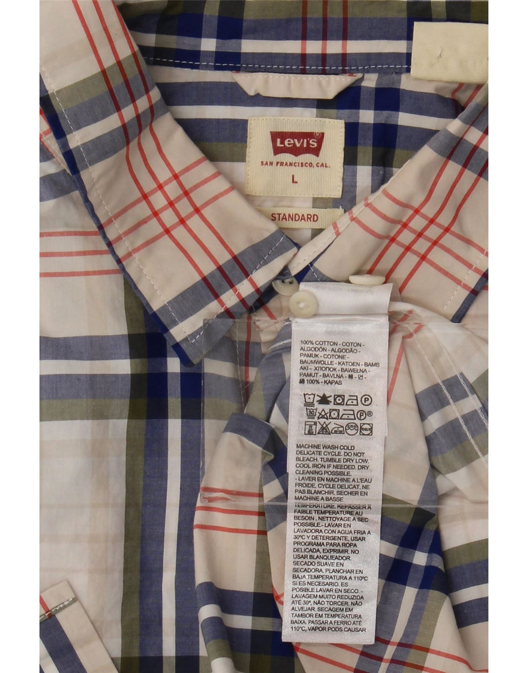 Levi's Camisa de corte estándar para hombre de algodón a cuadros blancos grandes