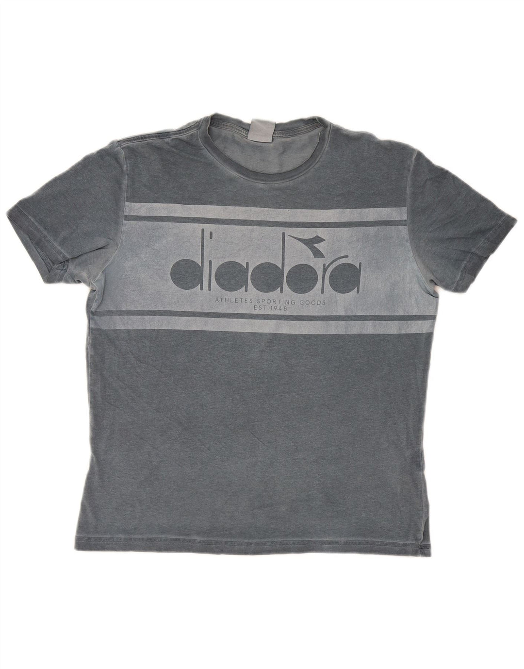 Diadora Hombre Camiseta Gráfica Top Algodón Gris Medio