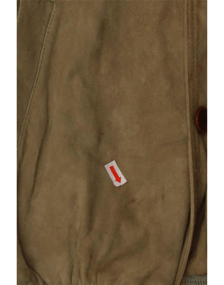 VINTAGE Chaqueta bomber de ante para hombre IT 48 Beige medio