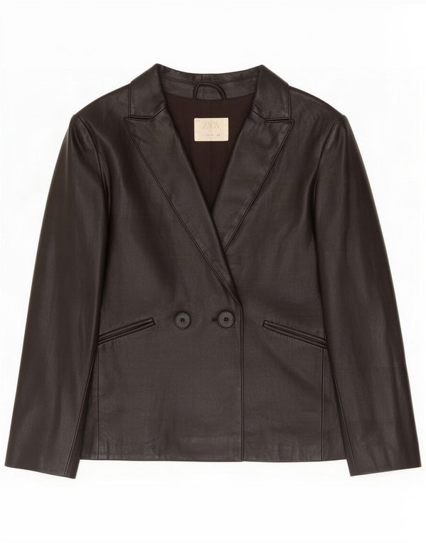 Zara Girls Double Breasted Faux Leather Blazer Jacket 13-14 Years Black