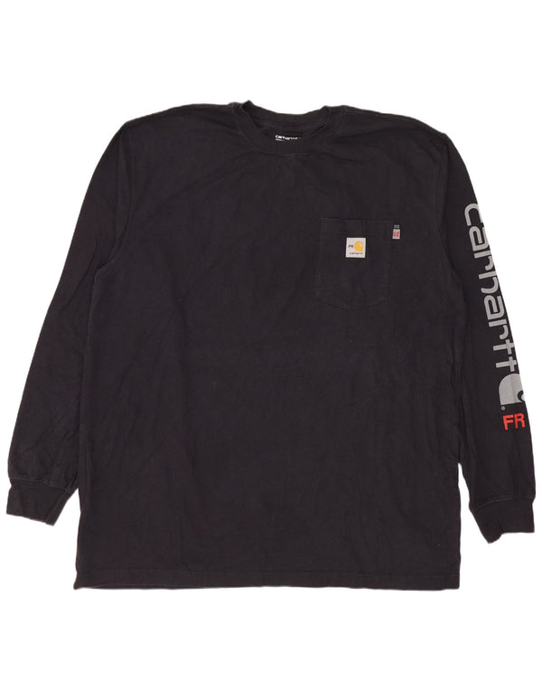 Carhartt Mens Loose Fit Graphic Top Manga Larga XL Algodón Azul Marino