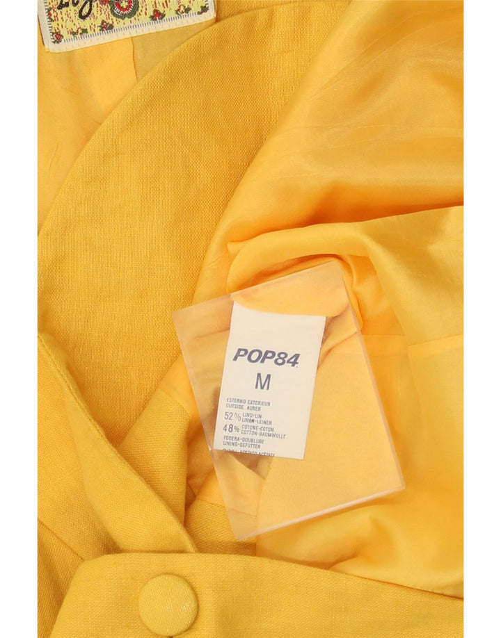 POP 84 Chaqueta tipo blazer de 2 botones para mujer UK 40 Medium Yellow Linen