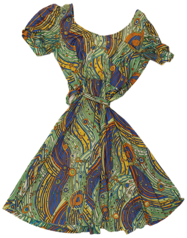 Vestido cruzado vintage para mujer IT 48 XL Rayas multicolores