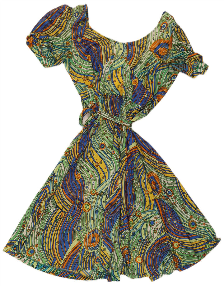 Vestido cruzado vintage para mujer IT 48 XL Rayas multicolores