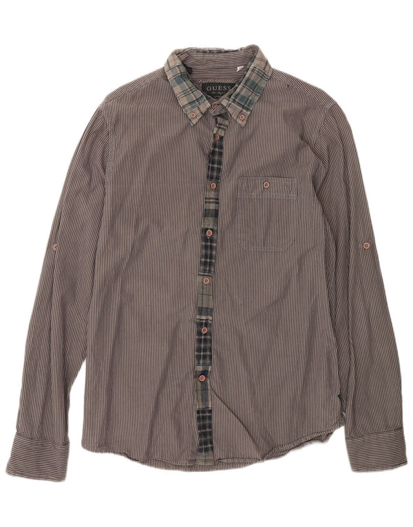 Gas Mens Shirt UK 36 Small Brown Striped Cotton