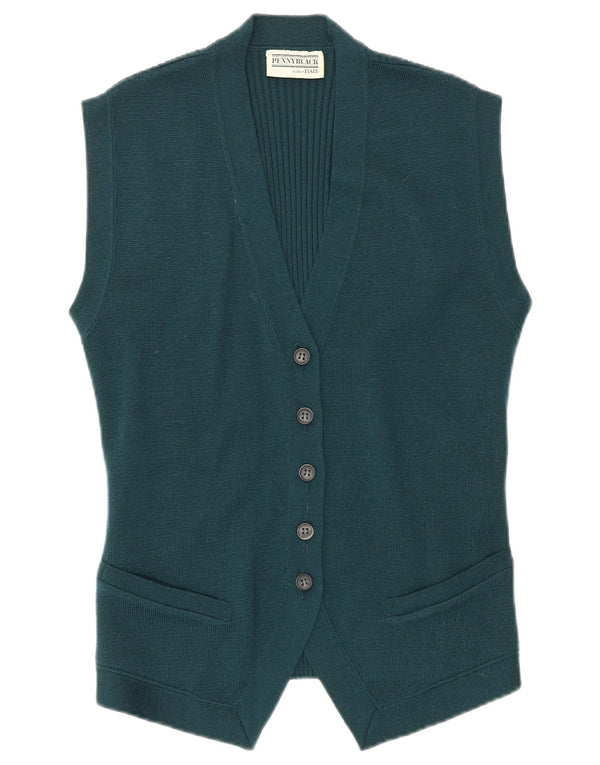 Penny Black Chaleco de punto para mujer UK 44 Lana virgen verde medio