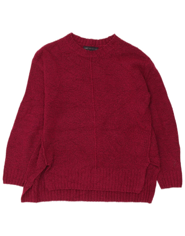 Marks & Spencer Suéter con Cuello Barco para Mujer UK 10 Small Borgoña