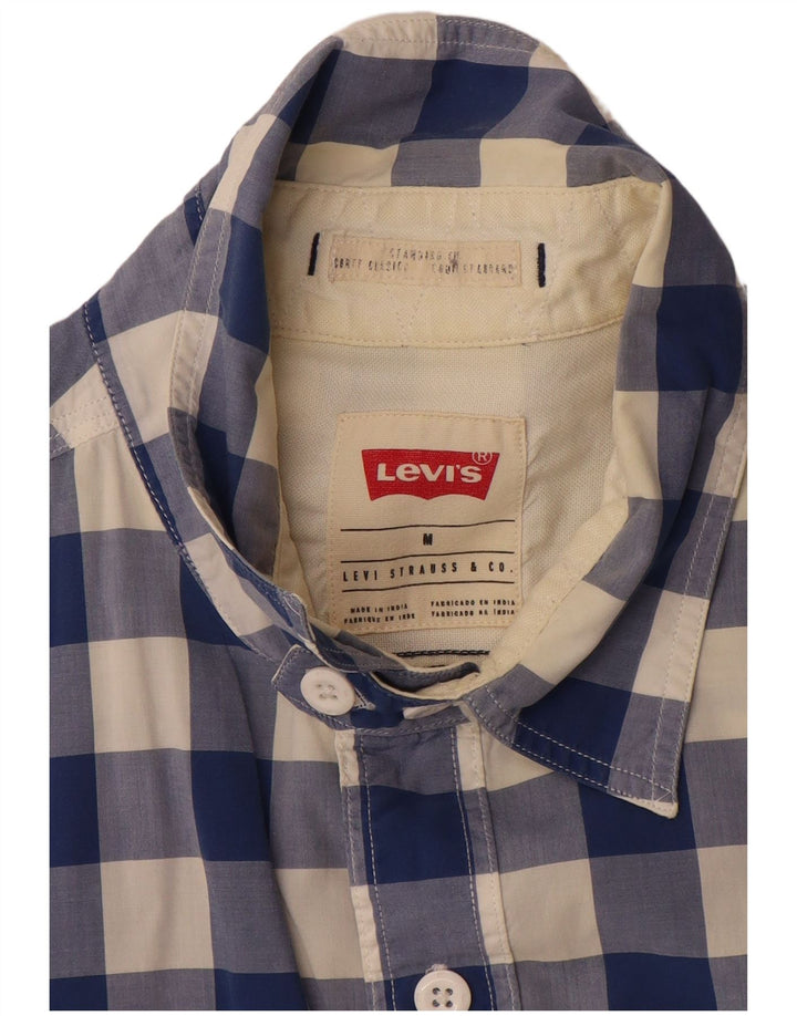 Levi's Camisa de manga corta de corte estándar de algodón a cuadros azul medio para hombre