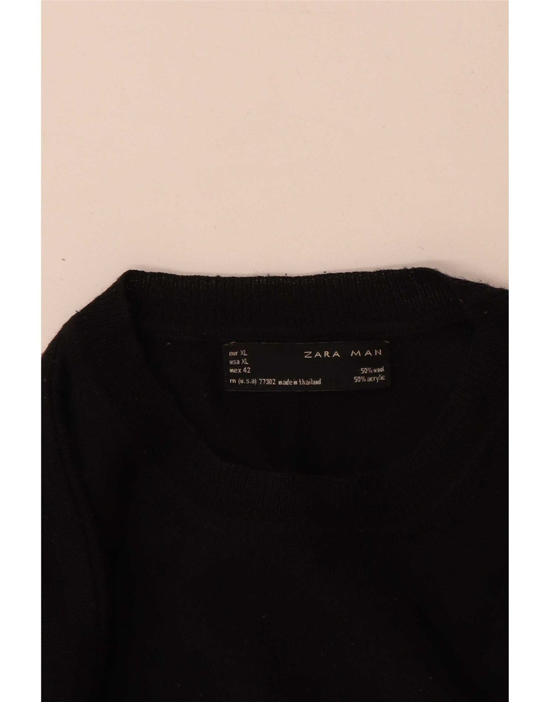 Zara Hombre Jersey Cuello Redondo Jersey XL Lana Negro