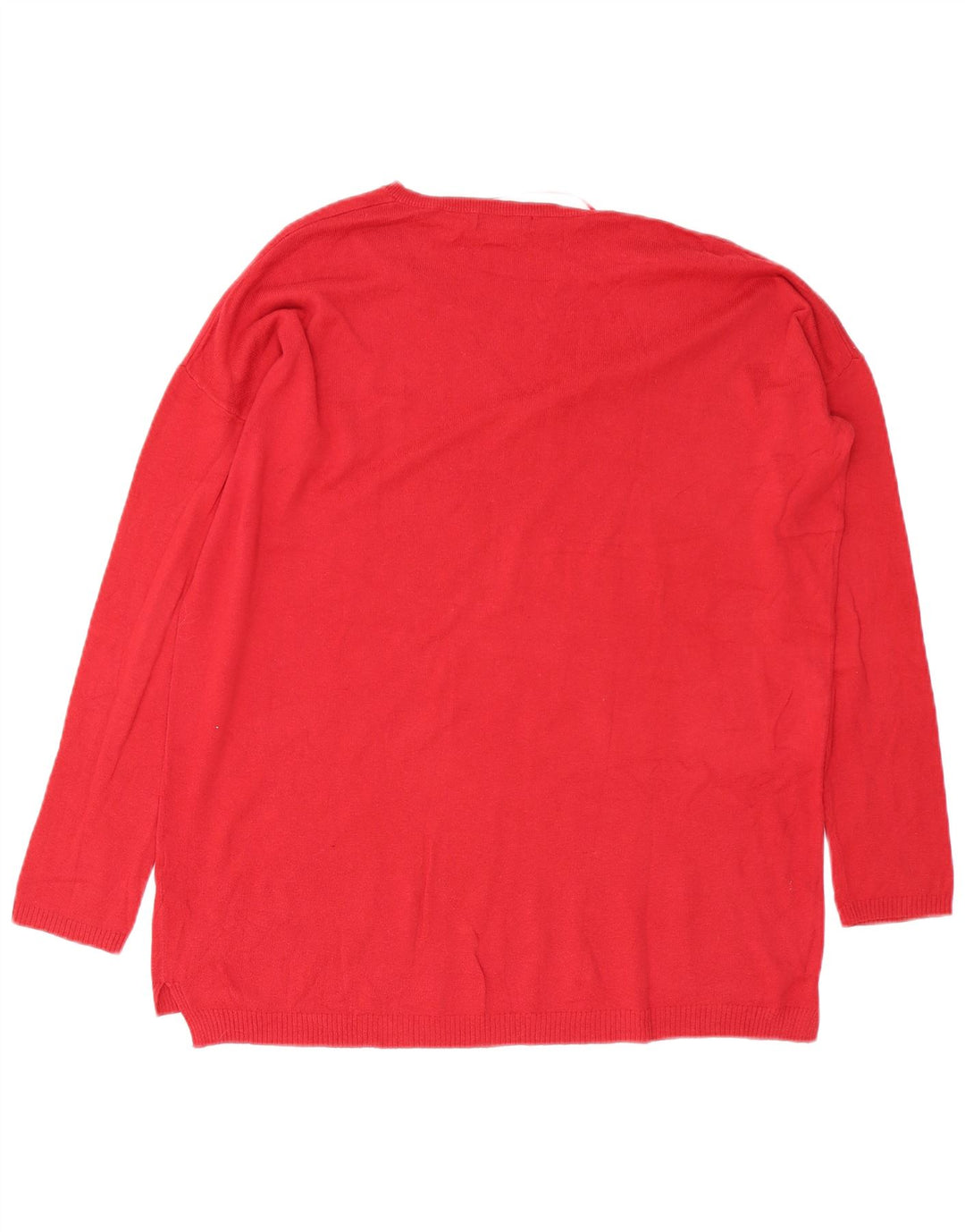 Zara - Jersey extragrande con cuello en V para mujer, talla 40, algodón rojo mediano