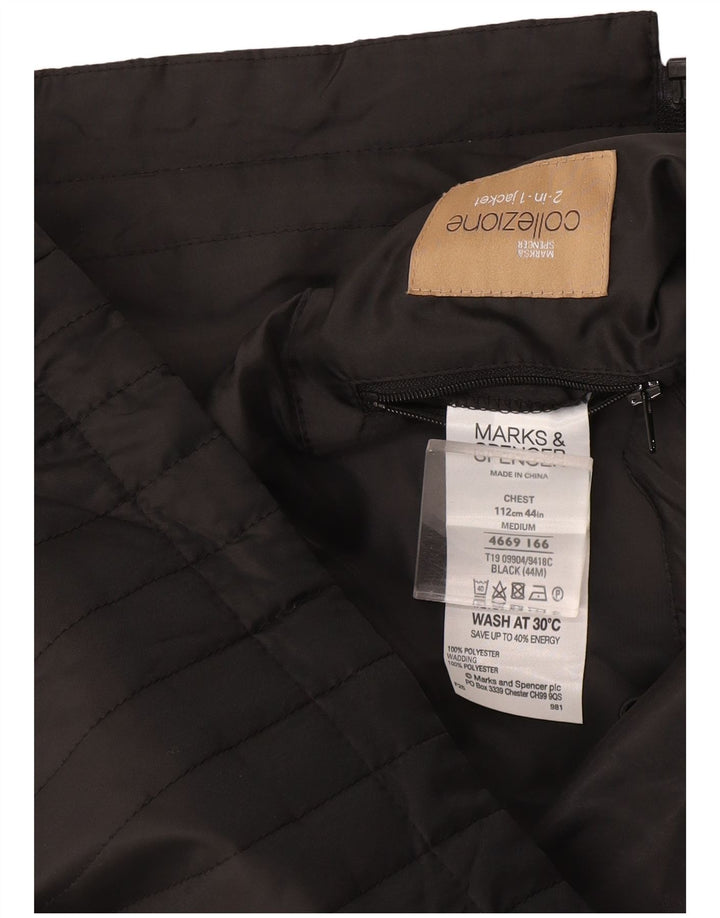 Marks & Spencer Mens Liner Gilet UK 38 Mediano Negro Poliéster