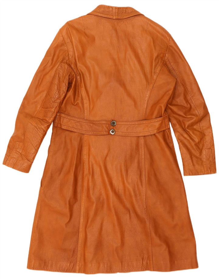 Abrigo de cuero vintage para mujer IT 52 2XL Marrón
