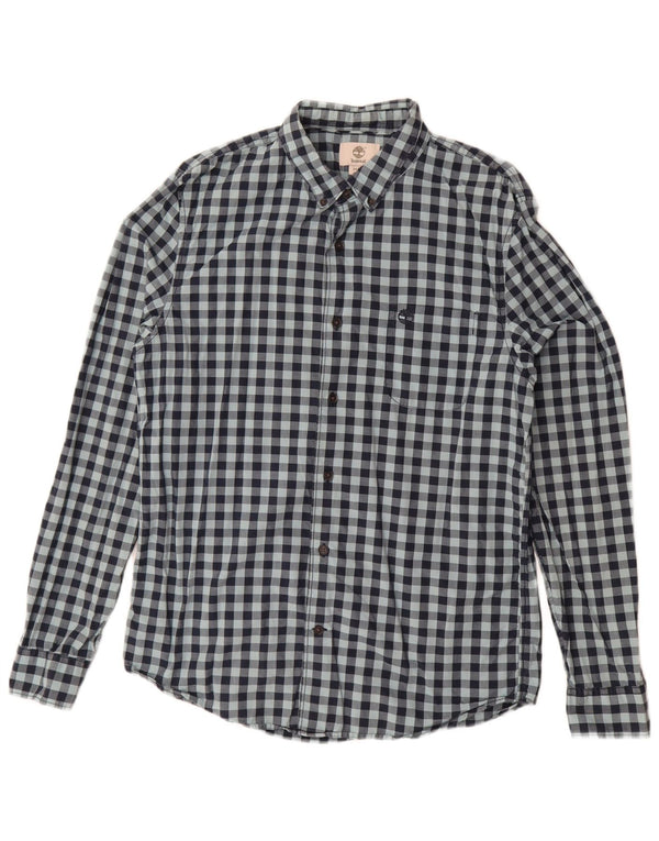 Camisa Timberland Hombre Slim Fit Algodón Vichy Azul Marino Medio