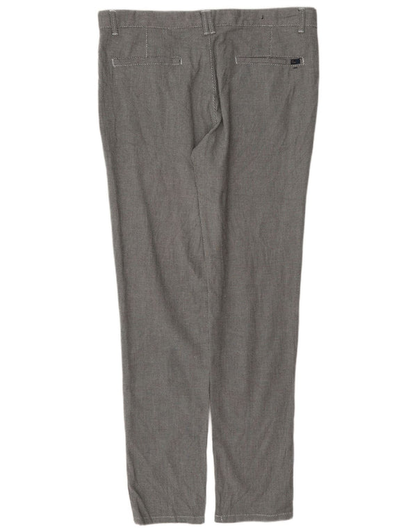 Zara Mens Slim Chino Pantalones EU 34 Large W34 L32 Algodón Manchado Gris