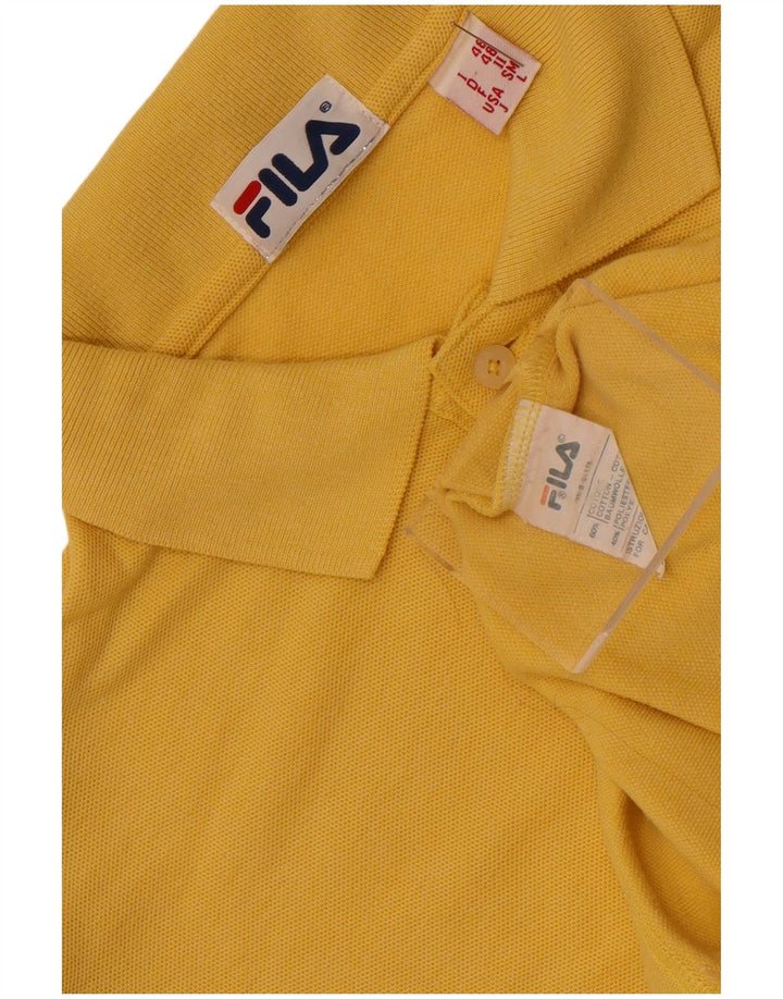 Fila Polo De Manga Larga Para Hombre Pequeño Algodón Amarillo