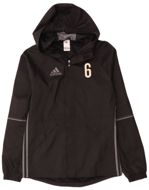 Adidas - Chaqueta impermeable con capucha para hombre, talla S, poliéster negro