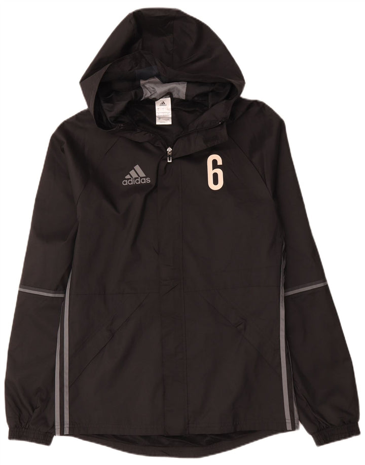 Adidas - Chaqueta impermeable con capucha para hombre, talla S, poliéster negro