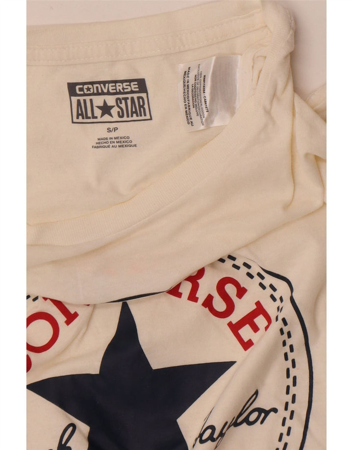Converse - Camiseta gráfica para hombre, parte superior pequeña de algodón blanco roto