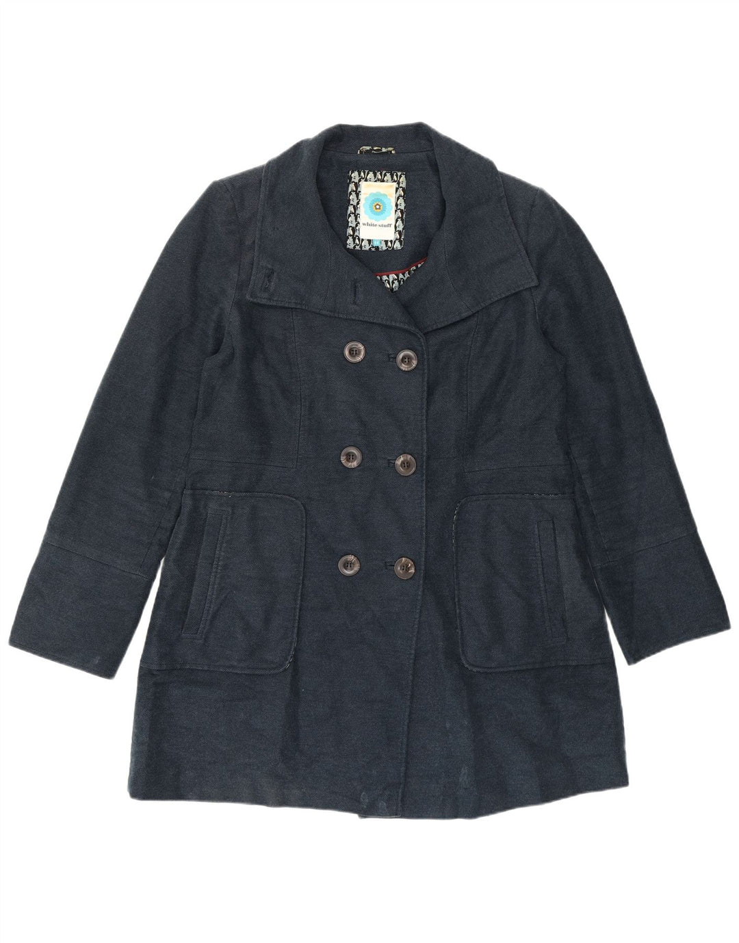 White Stuff Abrigo cruzado para mujer UK 44 Algodón azul marino mediano