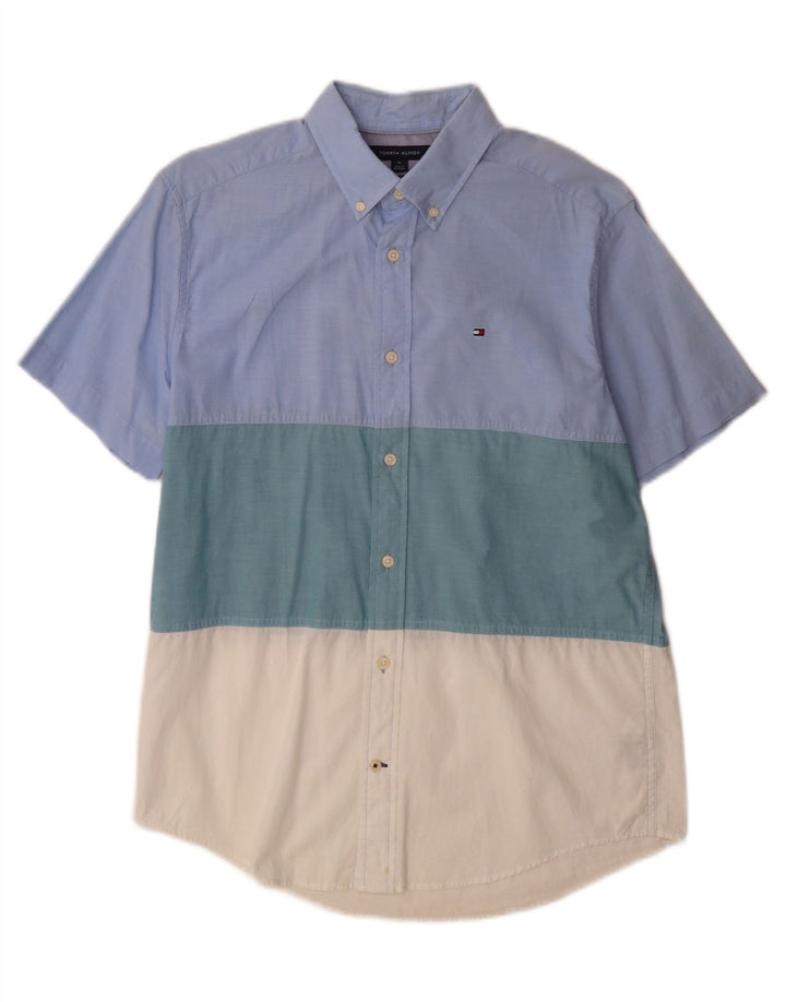 Camisa Tommy Hilfiger de manga corta con corte personalizado y bloques de color azul medio