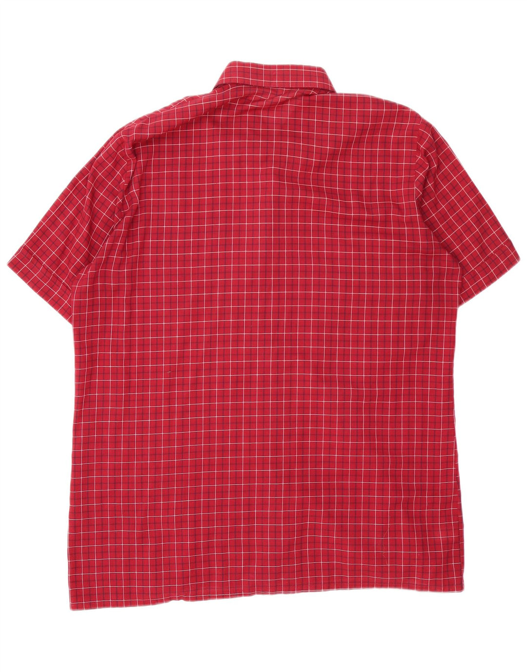 VINTAGE Camisa de manga corta para hombre Medium Red Check