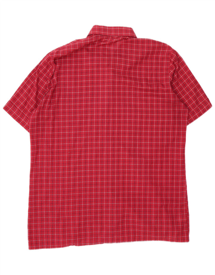 VINTAGE Camisa de manga corta para hombre Medium Red Check