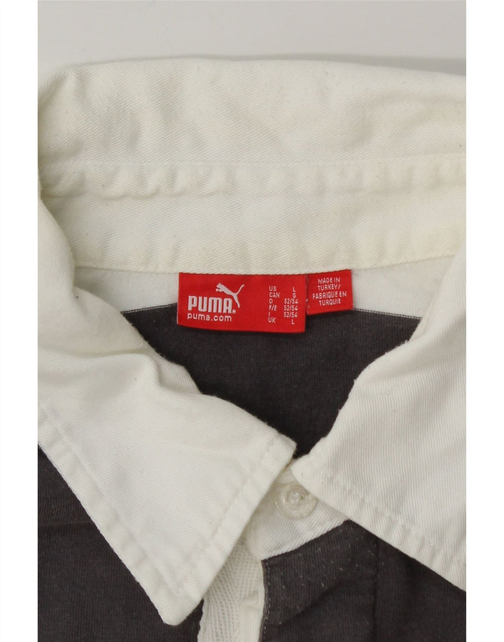 PUMA Polo de rugby de manga larga con gráfico para hombre, talla grande, multicolor a rayas