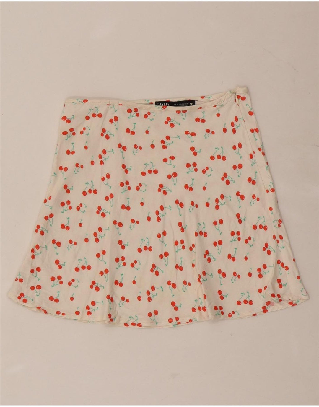 Zara Minifalda Con Estampado Abstracto XS W24 Blanco